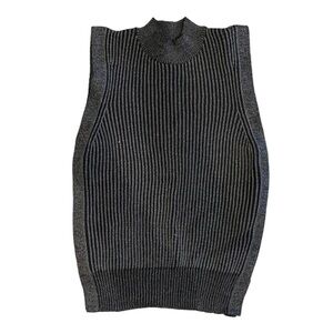 Autumn Cashmere Kids Plaided Tabard Sleeveless Sweater Vest Tweed Black NWT